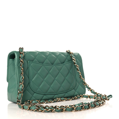 Chanel Lambskin Quilted Mini Rectangular Flap Dark Green 3 of 10