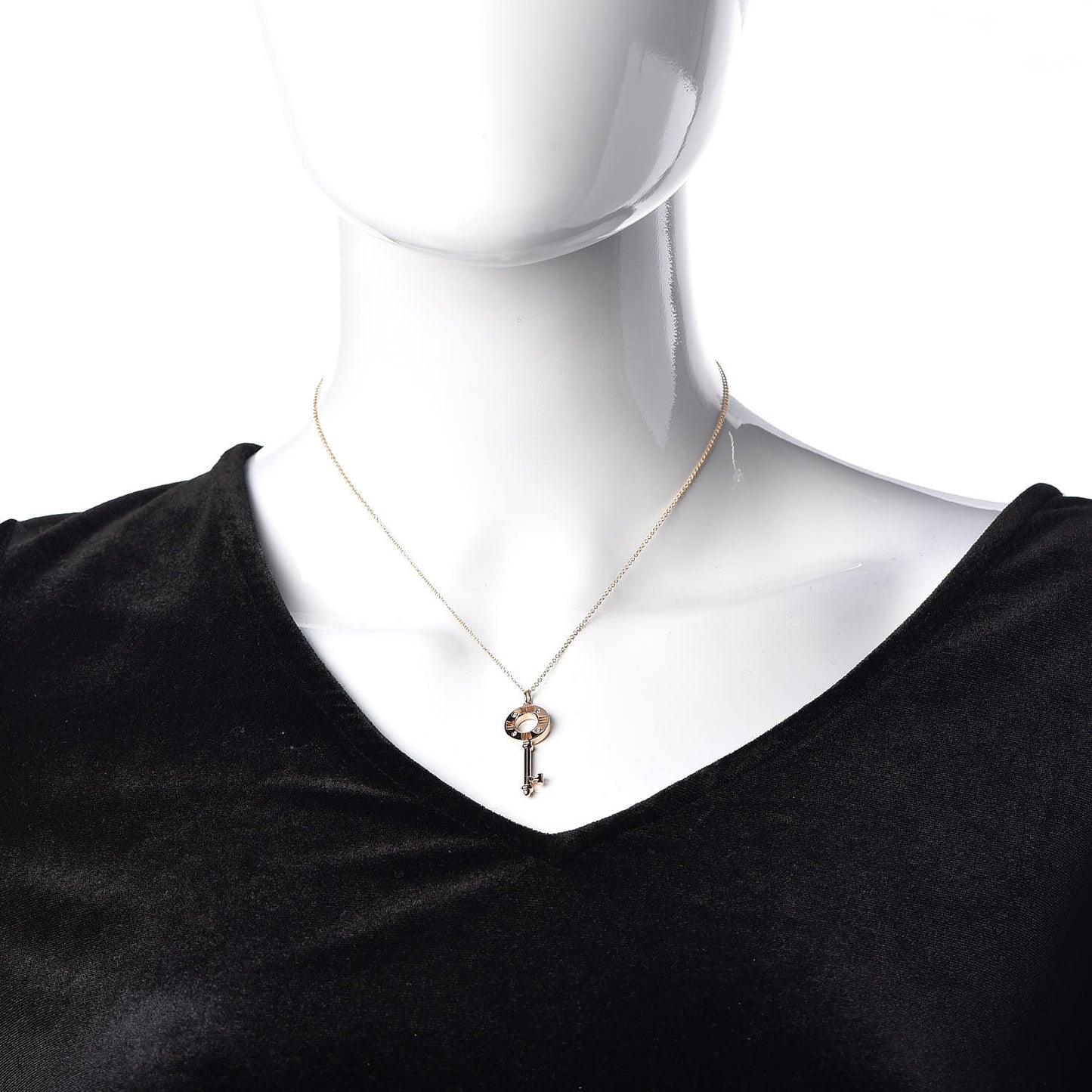 18K Rose Gold Diamond Atlas Pierced Key Pendant Necklace