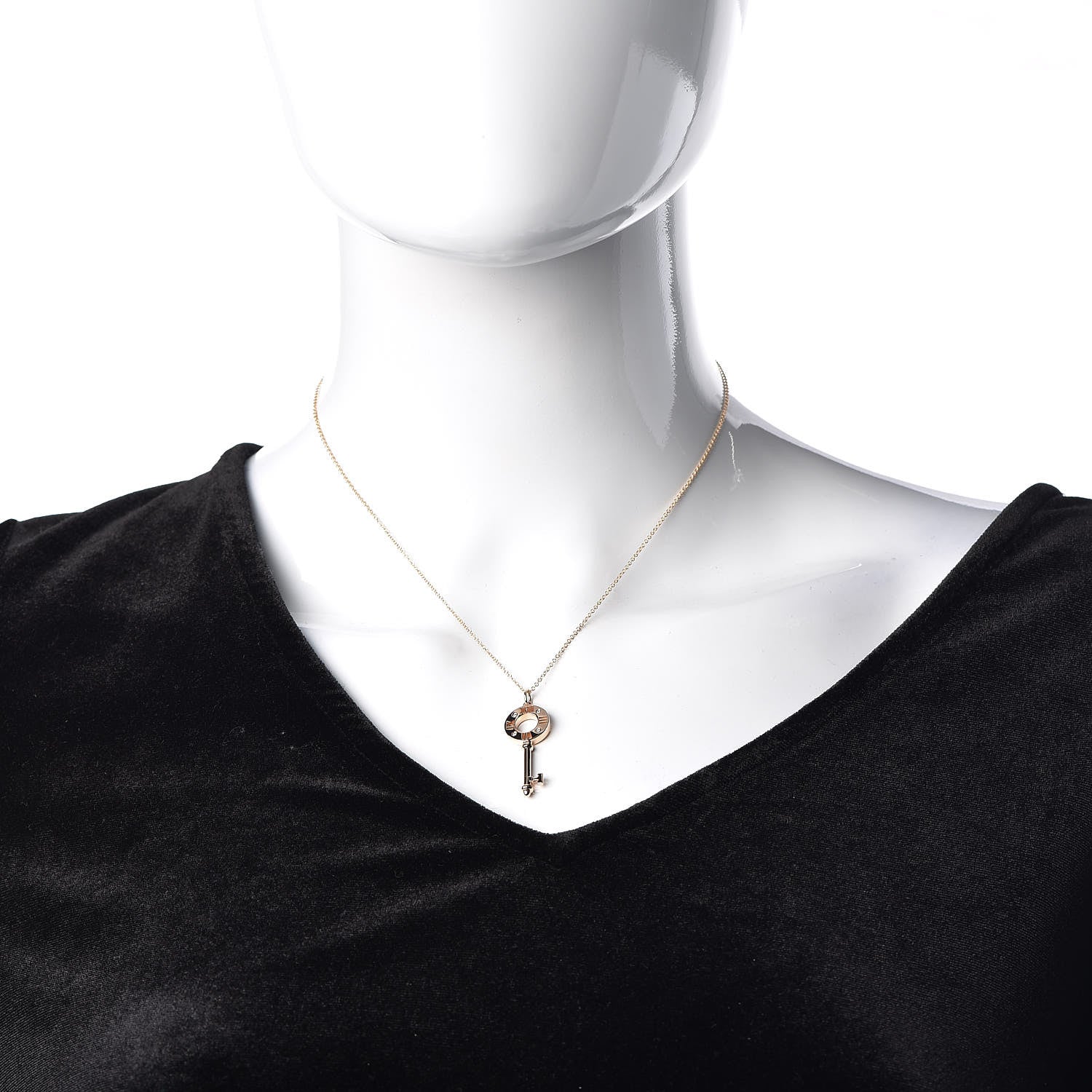 Tiffany 18K Rose Gold Diamond Atlas Pierced Key Pendant Necklace 2 of 8