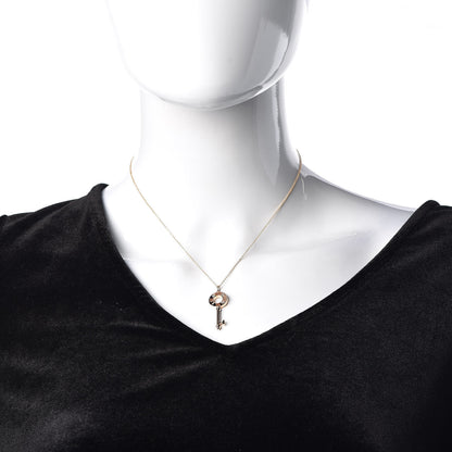 Tiffany 18K Rose Gold Diamond Atlas Pierced Key Pendant Necklace 2 of 8