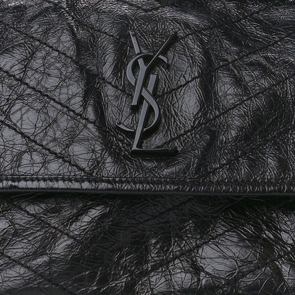 Saint Laurent Crinkled Calfskin Matelasse Monogram Medium Niki Chain Satchel Black 9 of 11