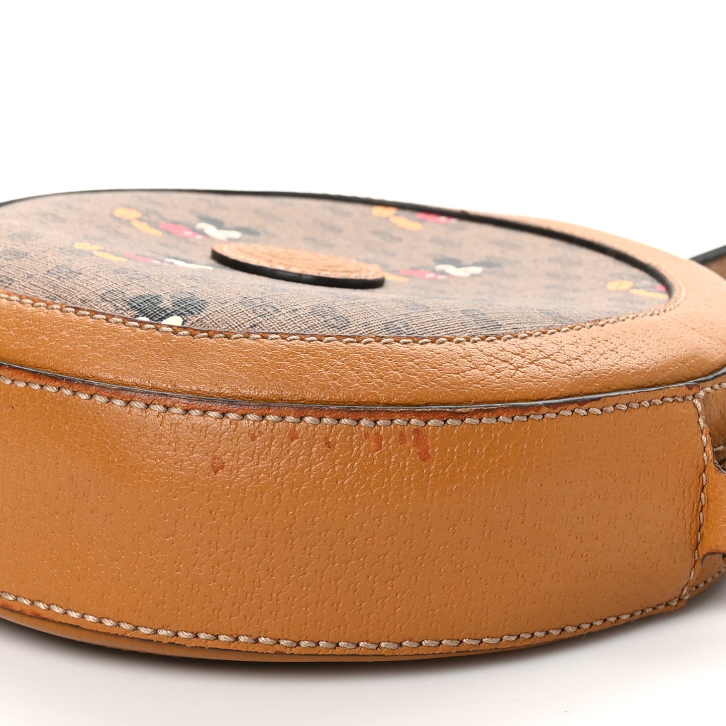 X DISNEY Mini Vintage GG Supreme Monogram Mickey Mouse Round Shoulder Bag Beige Vintage Sun Oil