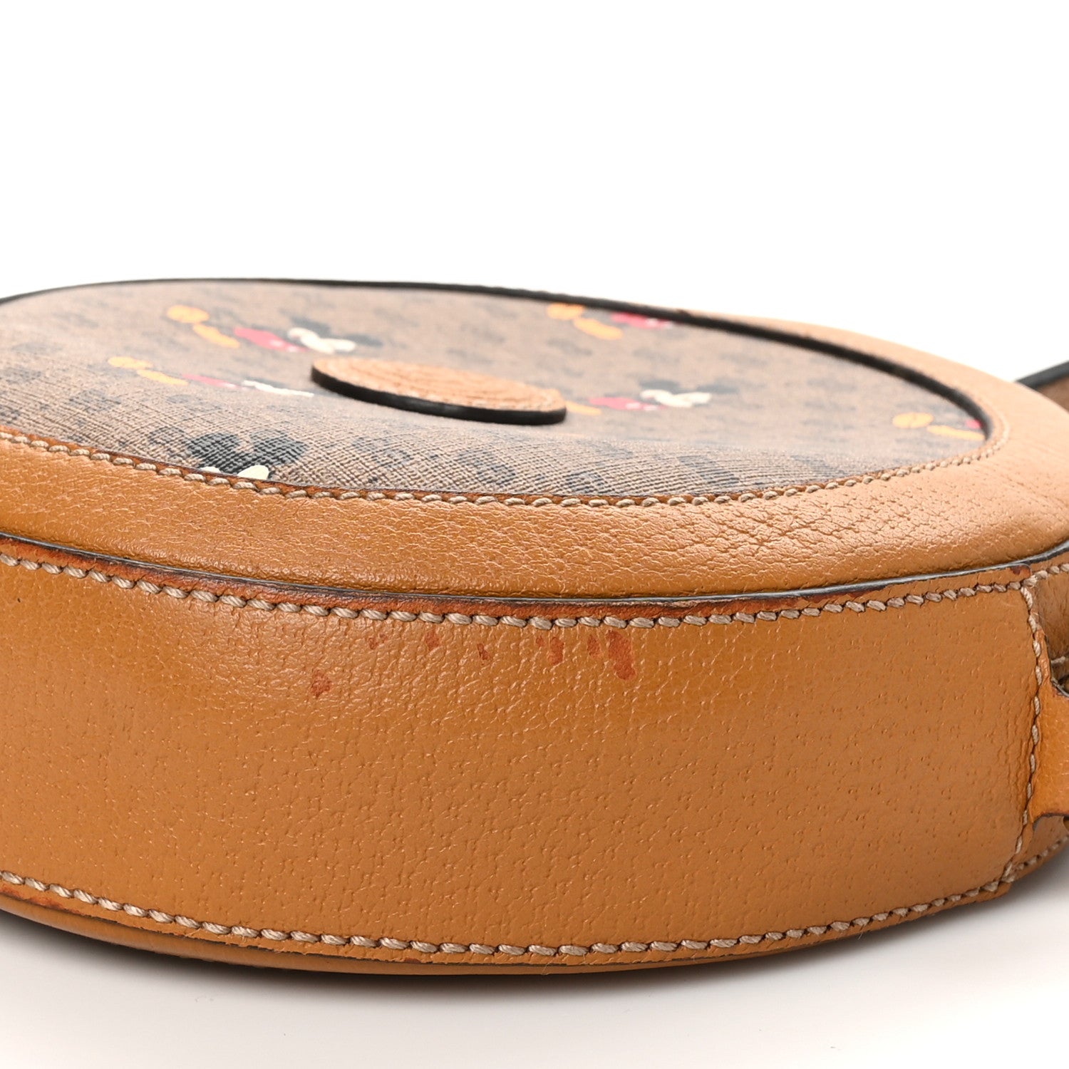 Gucci X DISNEY Mini Vintage GG Supreme Monogram Mickey Mouse Round Shoulder Bag Beige Vintage Sun Oil 10 of 12