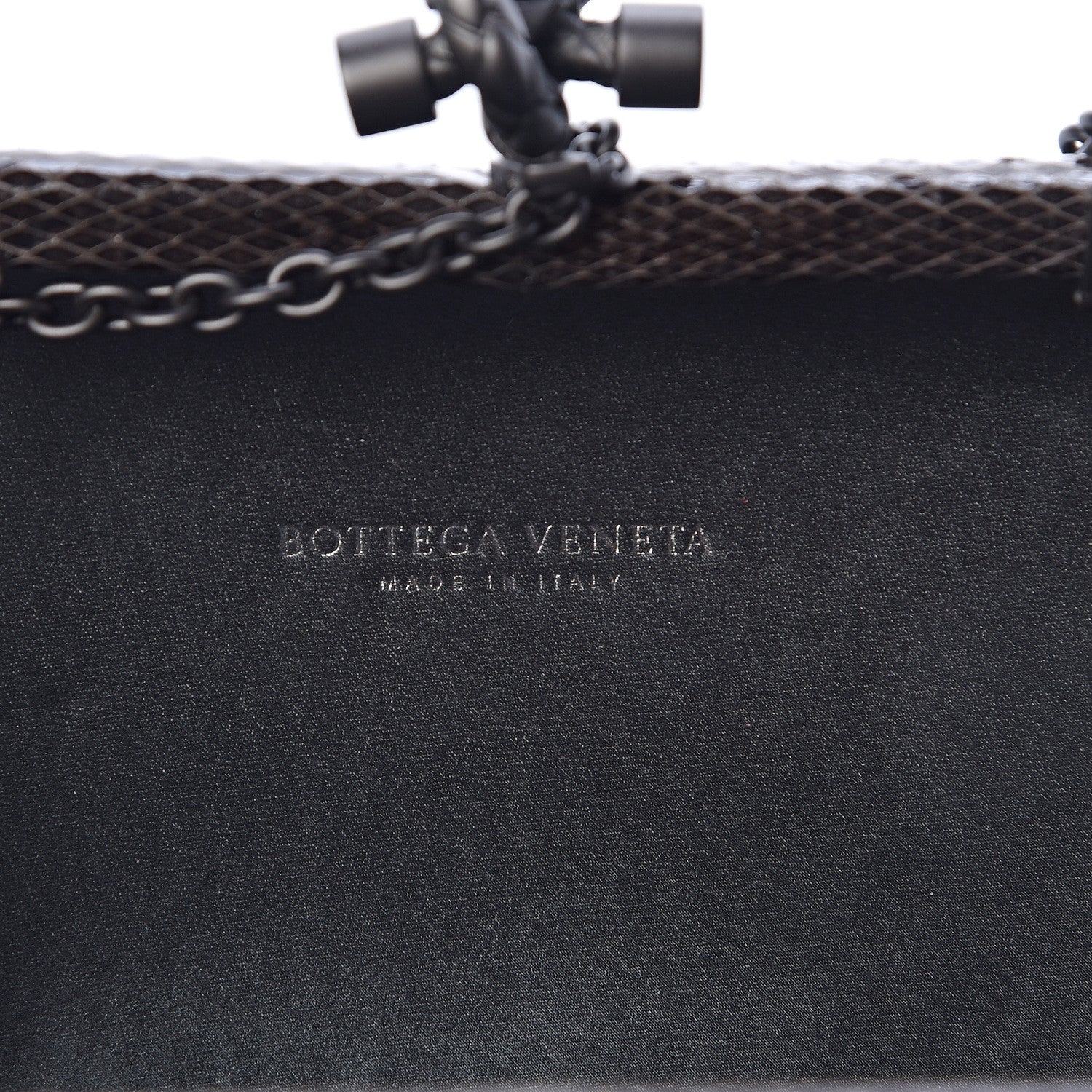 Bottega Veneta Satin Ayers Intrecciato Chain Knot Clutch Grey 6 of 9
