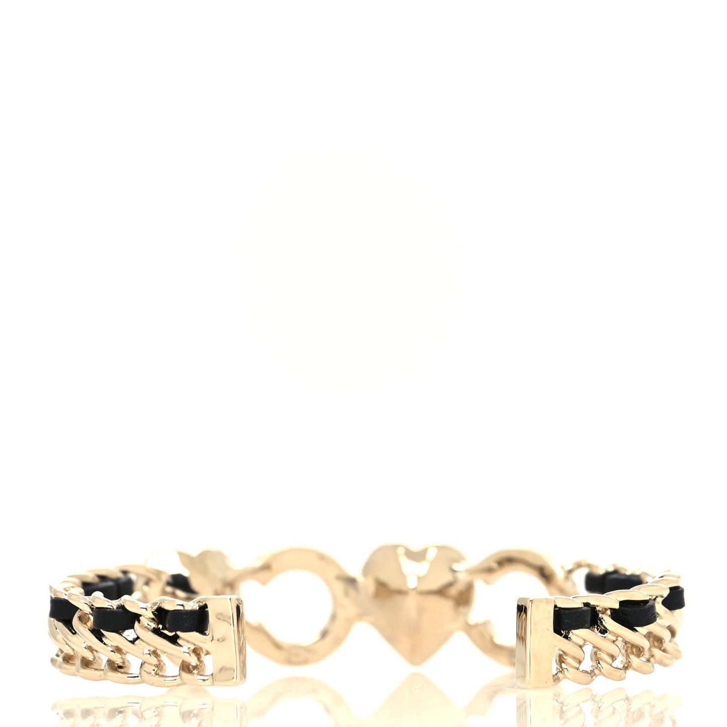 Crystal Pearl Coco Heart Chain Cuff Bracelet S Pink