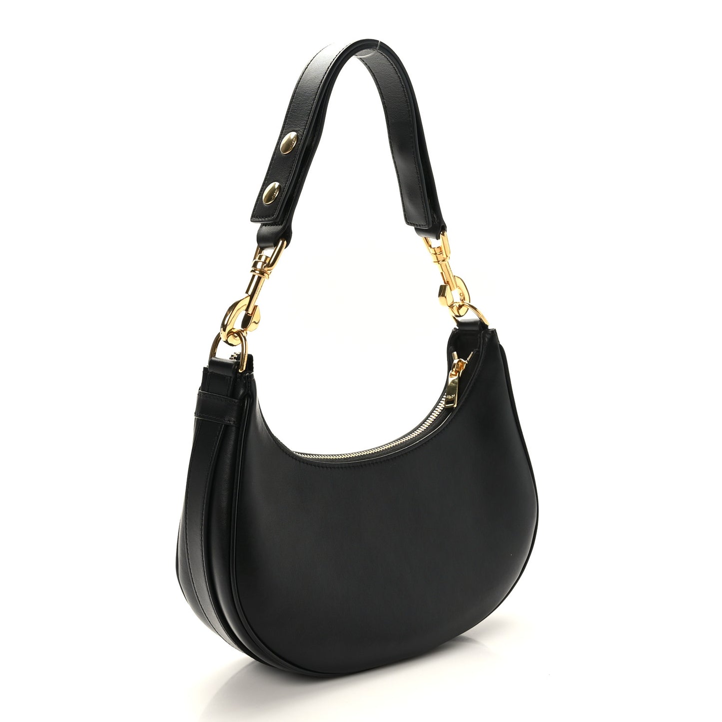 Smooth Calfskin Medium Strap Ava Shoulder Bag Black