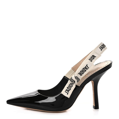 Christian Dior Patent Ribbon J'Adior Slingback 100mm Pumps 37 Black 1 of 10