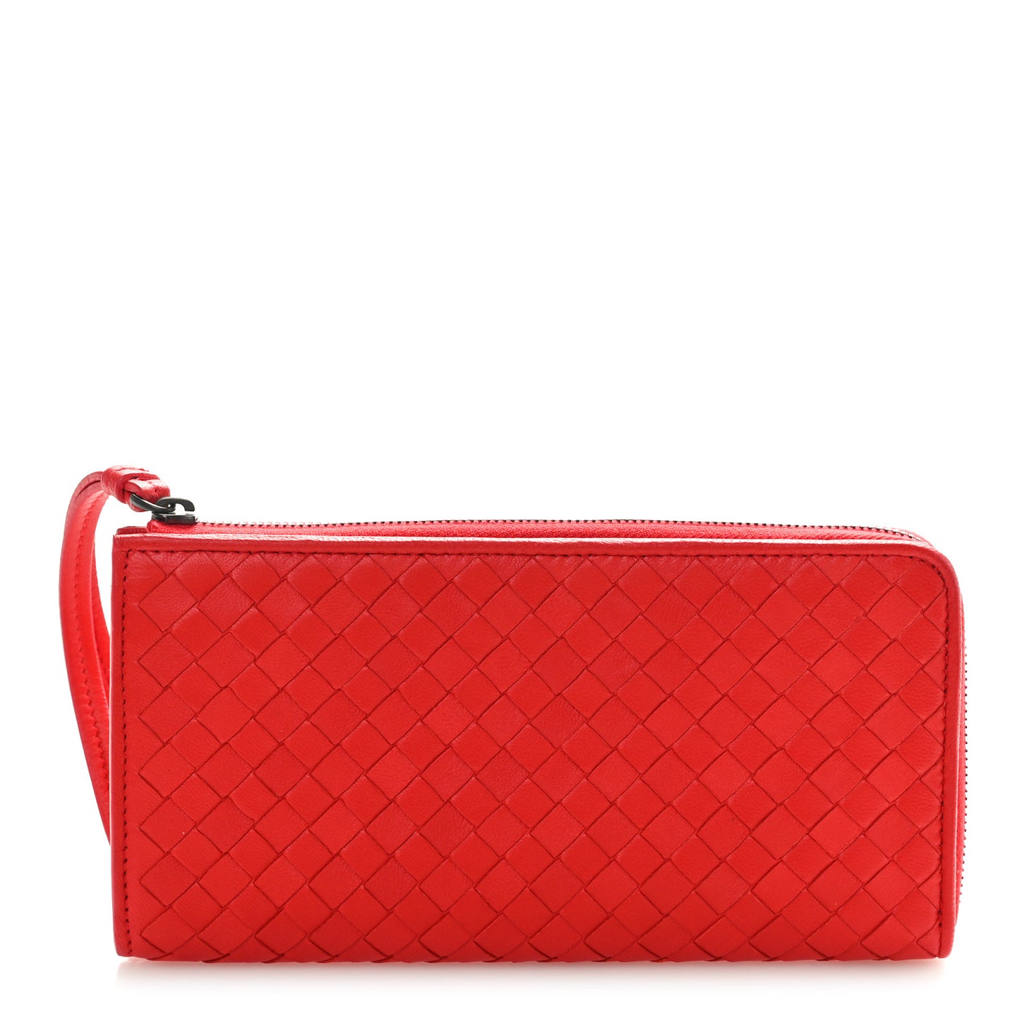 Nappa Intrecciato Wristlet Zip Wallet Red