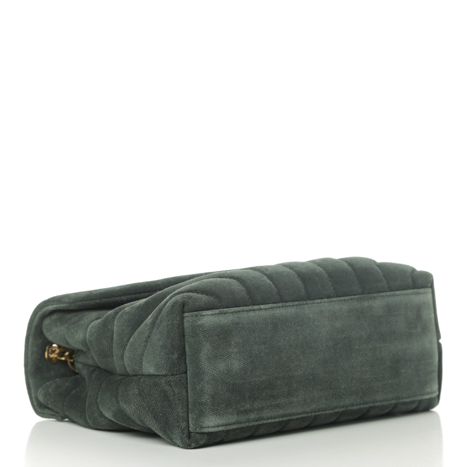 Saint Laurent Suede Calfskin Y Quilted Monogram Small Loulou Chain Satchel Green 4 of 11