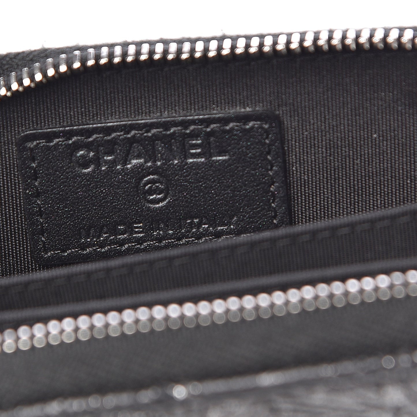 Metallic Lambskin Star Embossed Coin Purse Case Dark Grey