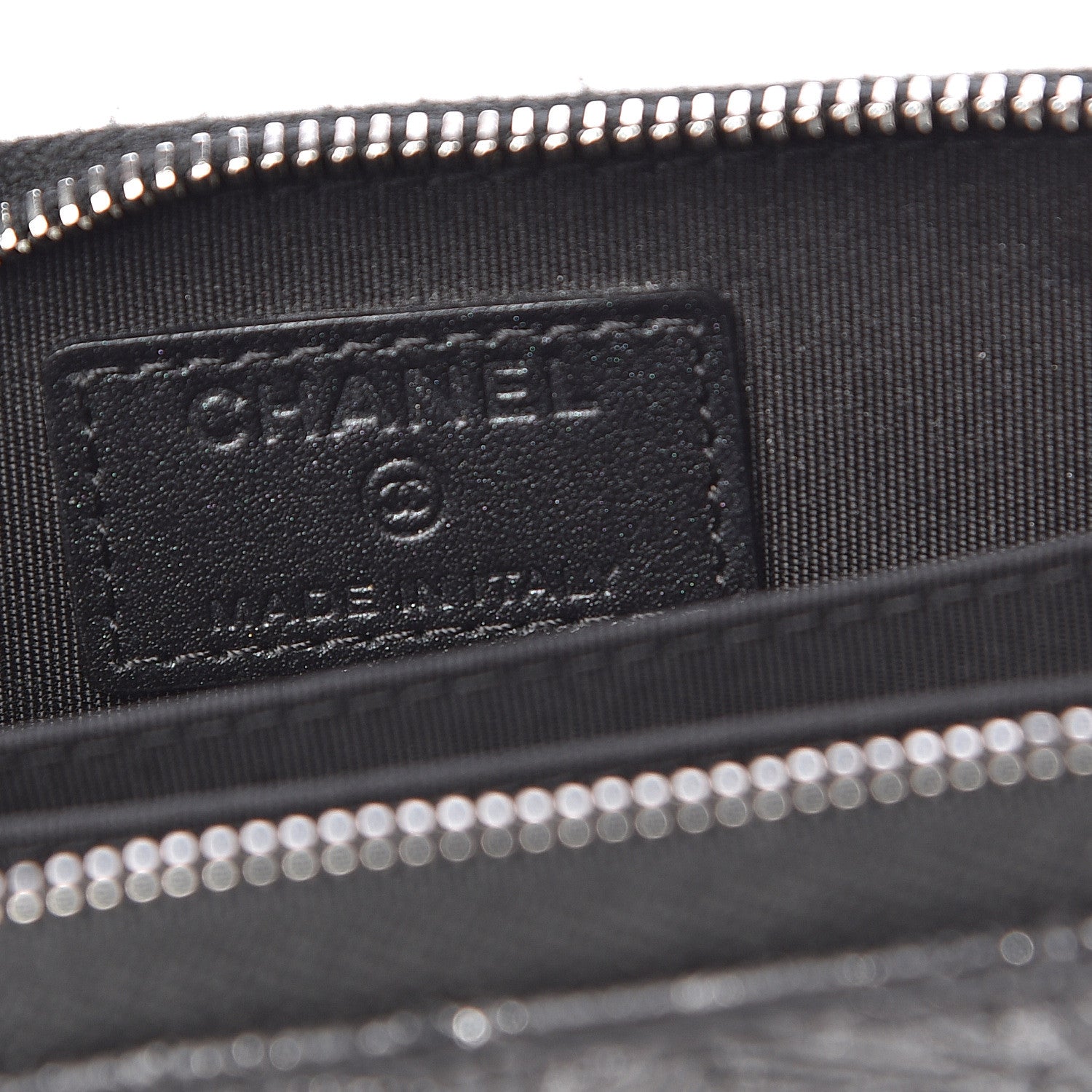 Chanel Metallic Lambskin Star Embossed Coin Purse Case Dark Grey 6 of 9