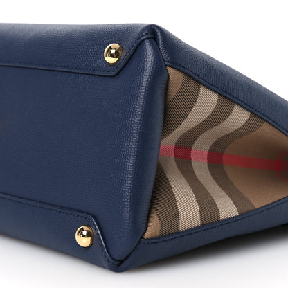 Burberry Derby Calfskin Vintage Check Medium Banner Tote Regency Blue 14 of 17