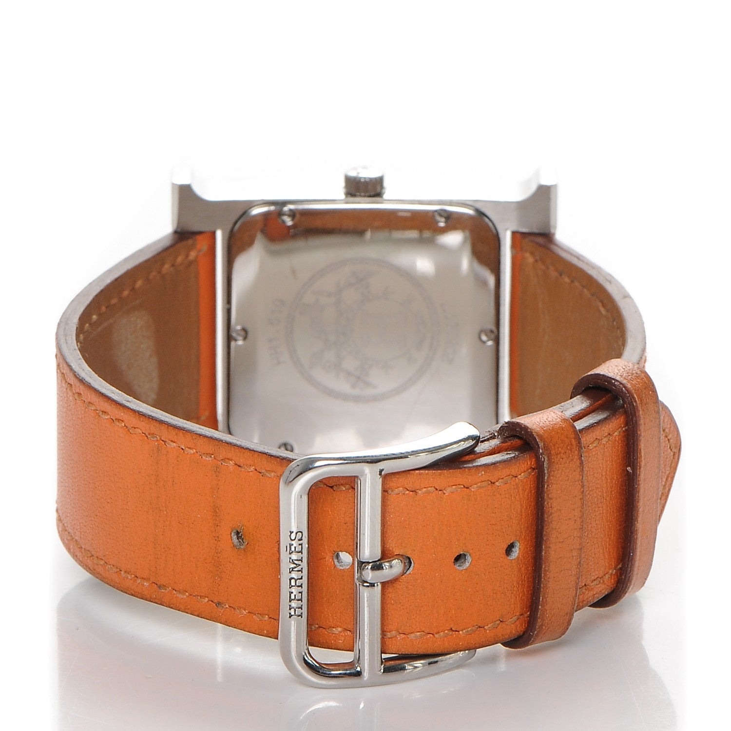 Hermes Stainless Steel Swift 26mm Heure H Hour Quartz Watch Orange 5 of 10