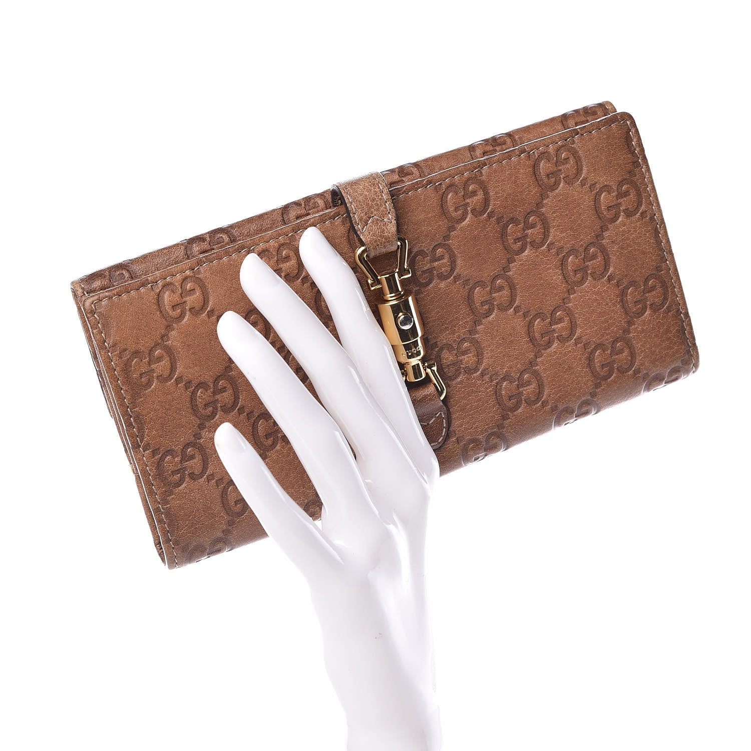 Gucci Guccissima Jackie Continental Wallet Natural Brown 2 of 14
