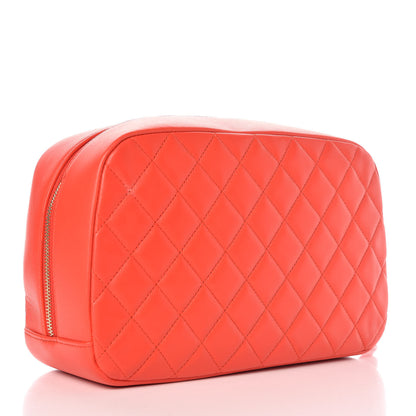 Chanel Lambskin Quilted Pouch Cosmetic Case Red 3 of 9