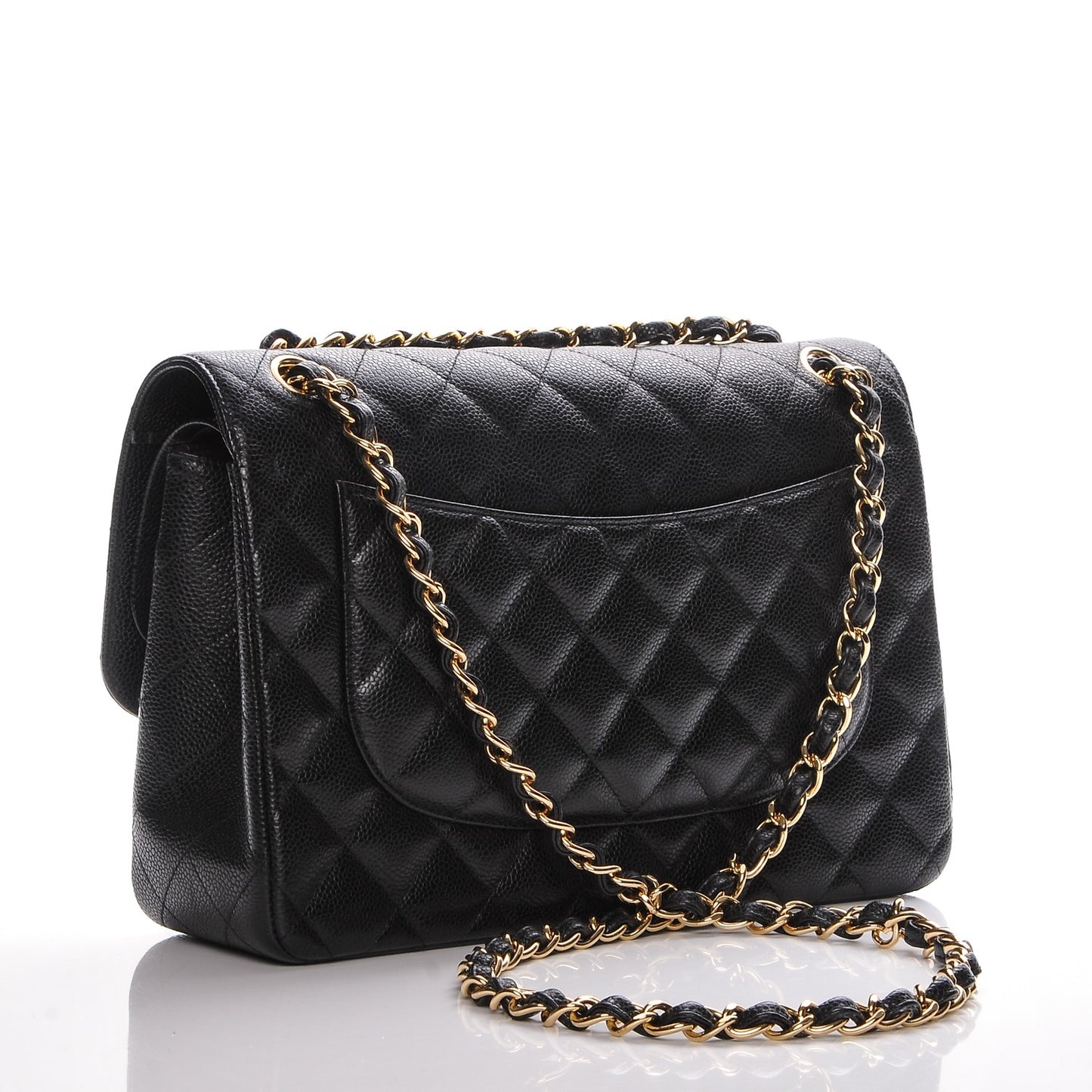 Caviar Quilted Jumbo Double Flap Black