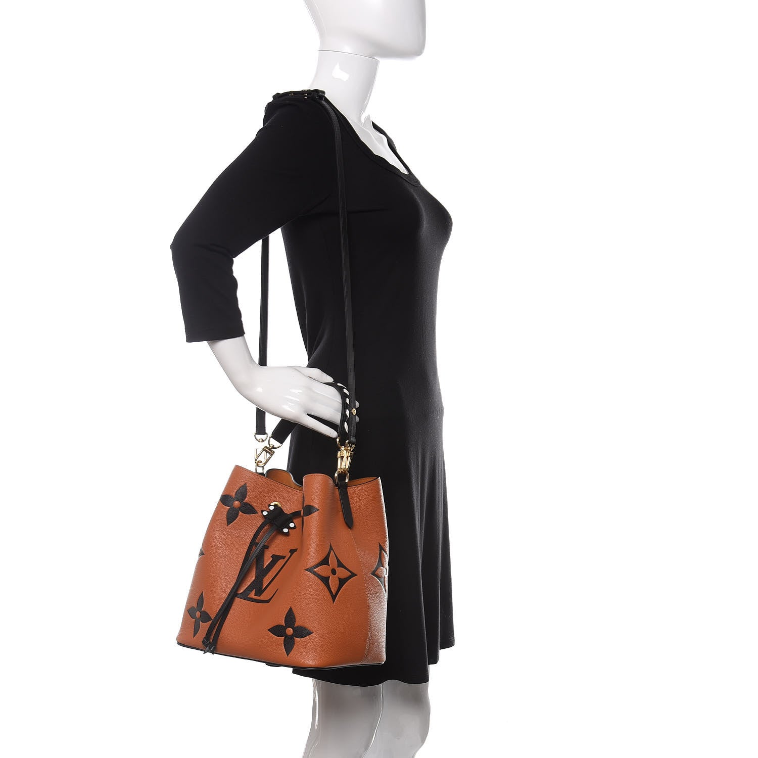 Louis Vuitton Empreinte Monogram Giant Crafty Neonoe MM Caramel Black 2 of 11