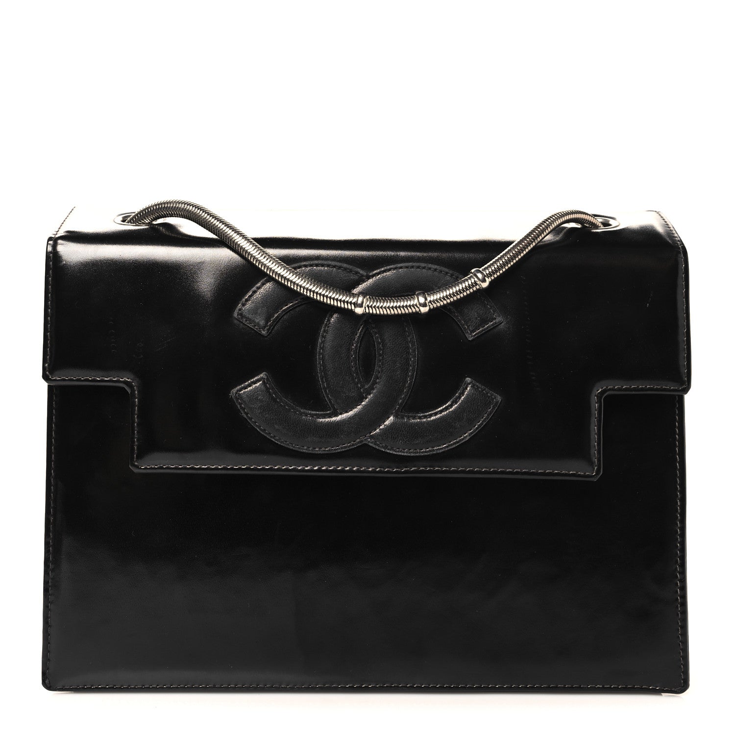 Chanel Lambskin Patent CC Snake Chain Flap Bag Black 1 of 11