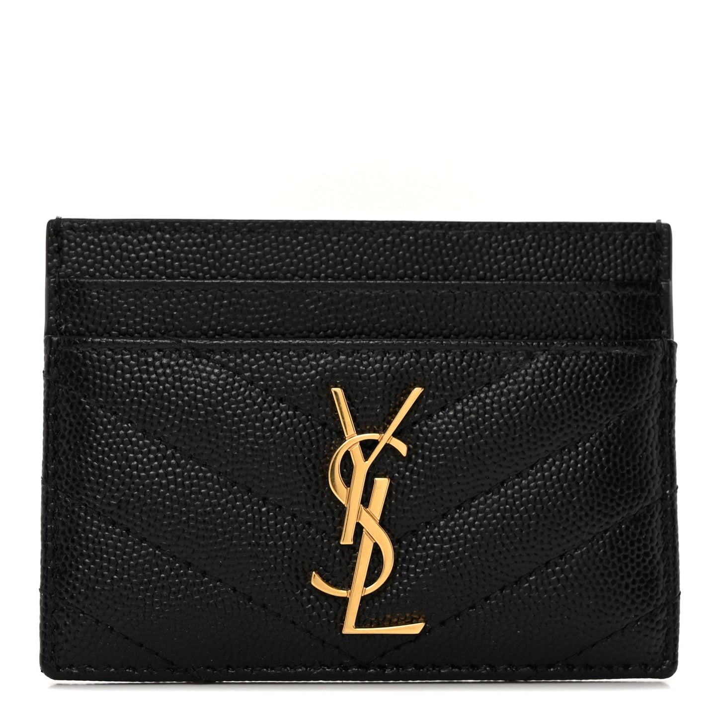 Grain De Poudre Matelasse Chevron Monogram Credit Card Case Black