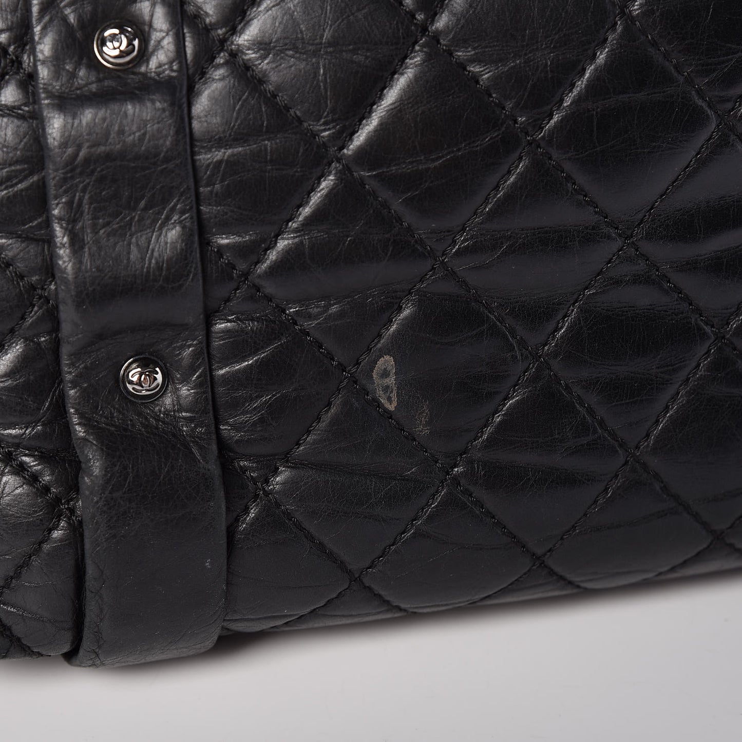 Aged Calfskin Vintage Ligne Lady Braid Tote Black