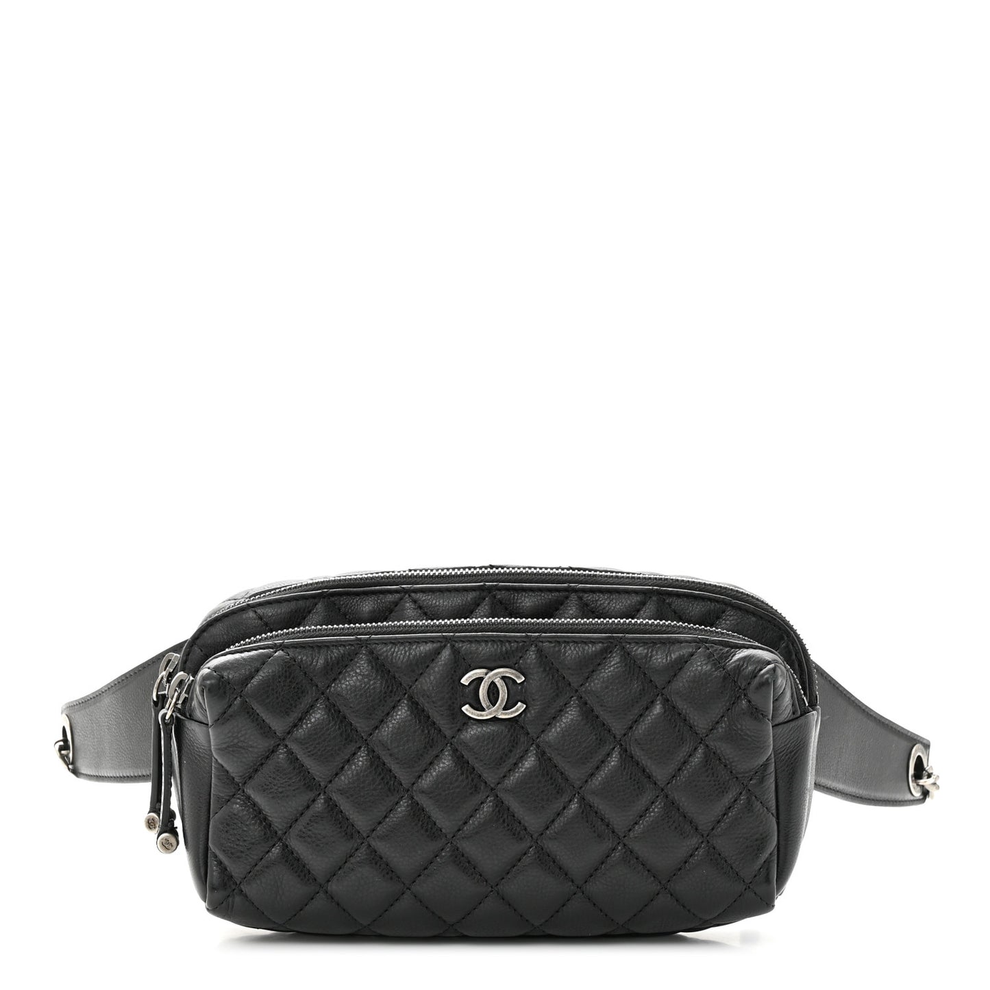 Calfskin Quilted Waist Bag Black