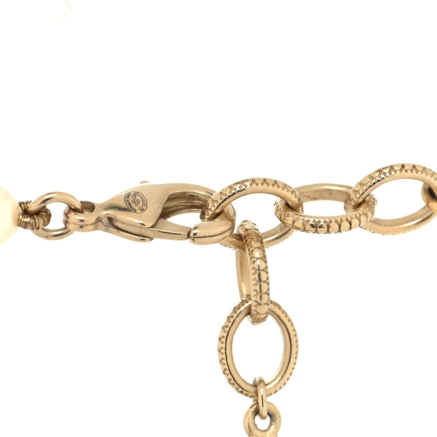 Pearl CC 100th Anniversary Necklace Light Gold
