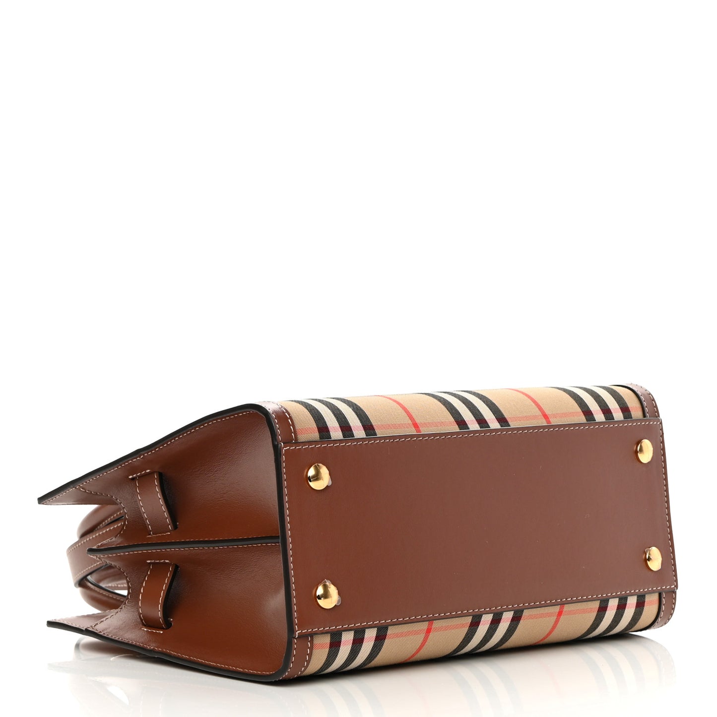 Calfskin Vintage Check Mini Two Handle Title Bag Archive Beige