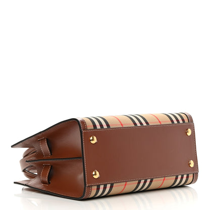 Burberry Calfskin Vintage Check Mini Two Handle Title Bag Archive Beige 4 of 11