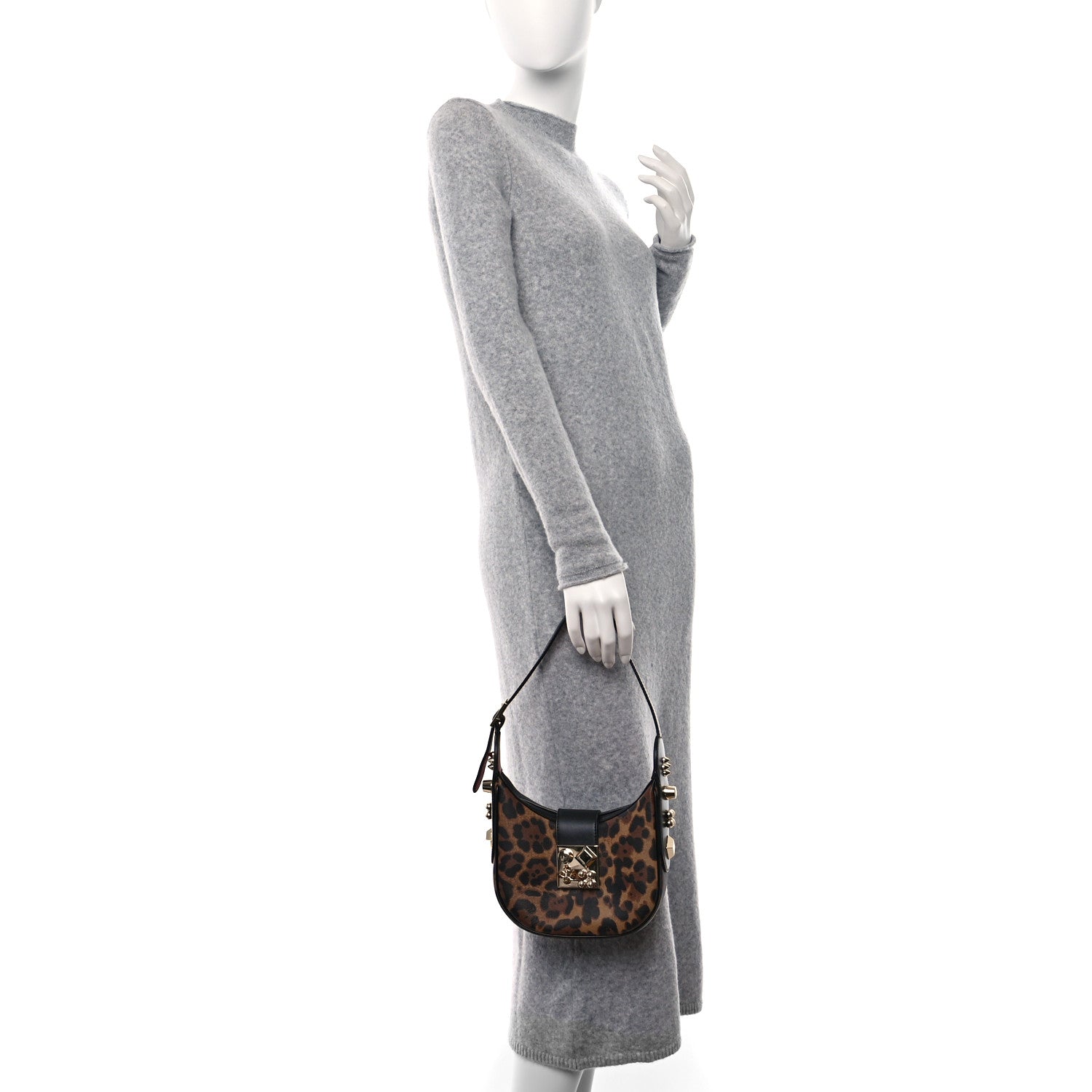 Christian Louboutin Calfskin Leopard Print Mini Carasky Shoulder Bag Black 2 of 8