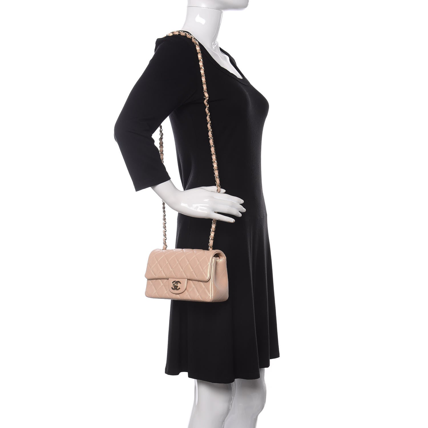 Chanel Iridescent Lambskin Quilted Mini Rectangular Flap Beige 2 of 11