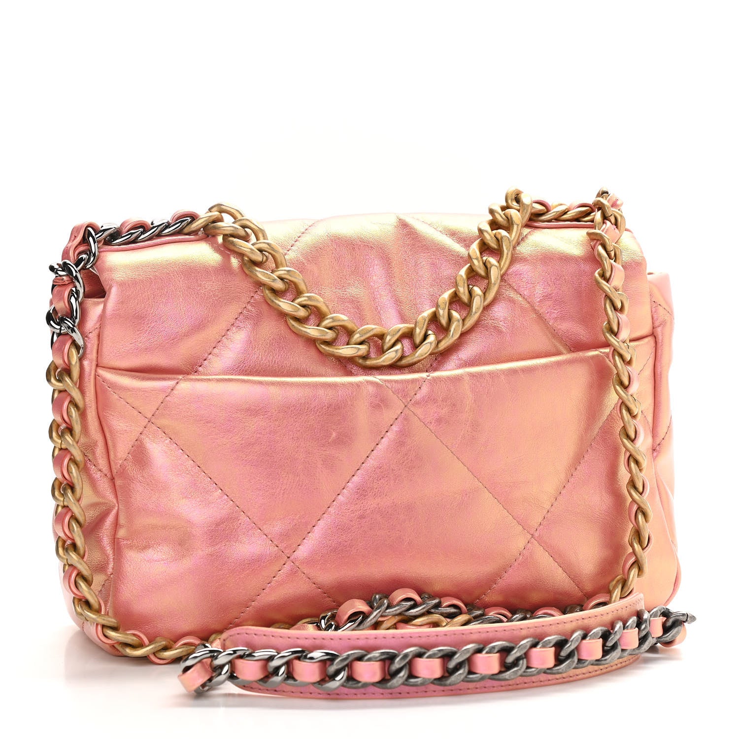 Chanel Iridescent Calfskin Quilted Medium Chanel 19 Flap Pink 2 of 11