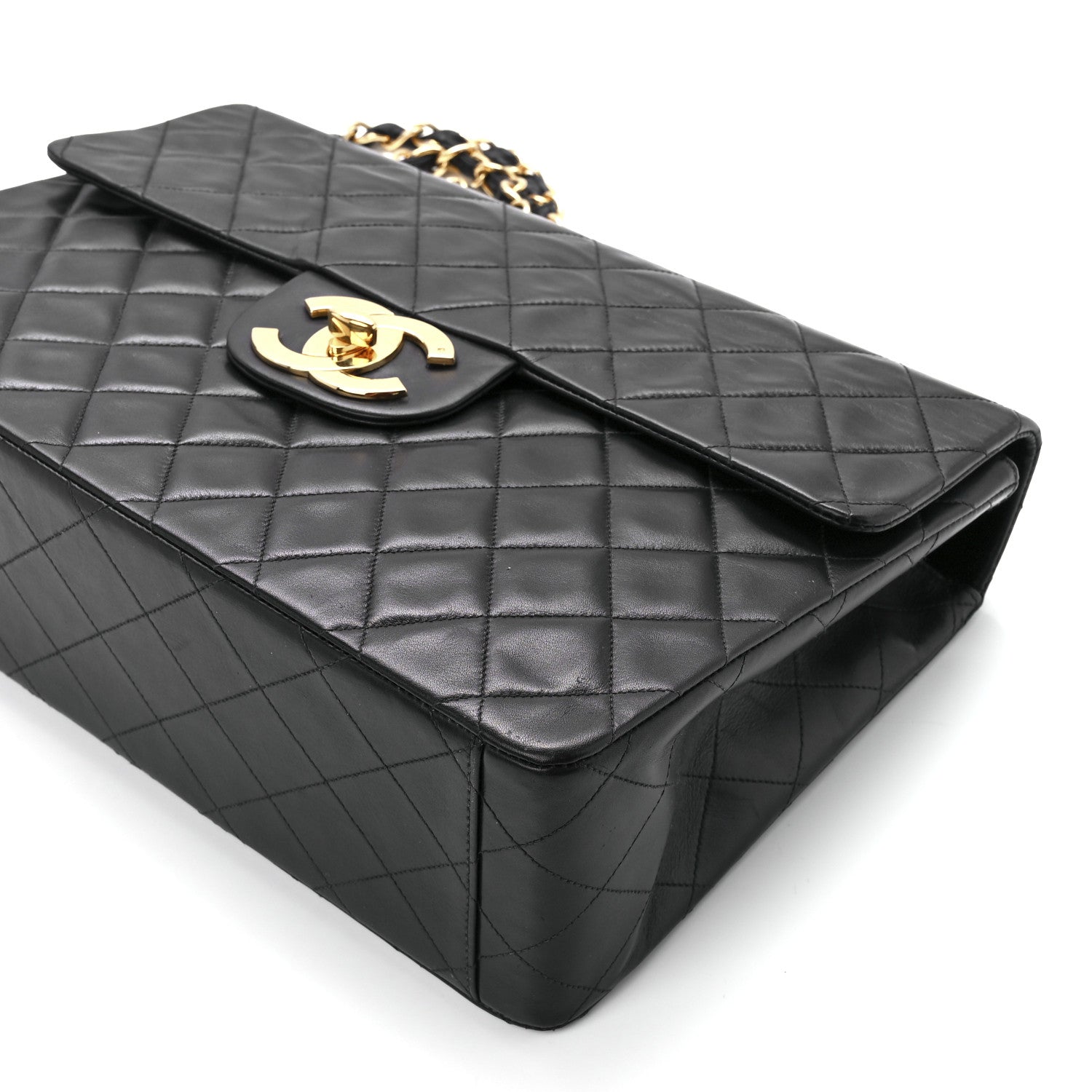 Chanel Lambskin Quilted XL Jumbo Single Flap Black 12 of 12