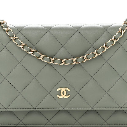 Chanel Lambskin Quilted Wallet On Chain WOC Green 8 of 11