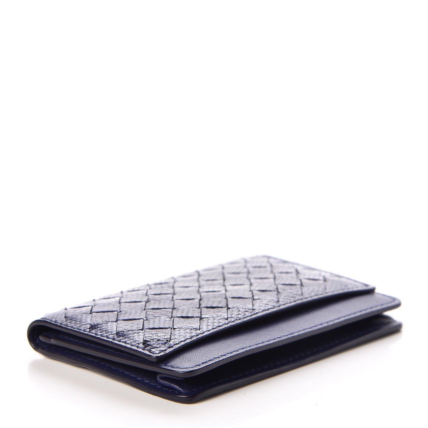 Nappa Intrecciato Ayers Intrecciato Card Case Dark Blue