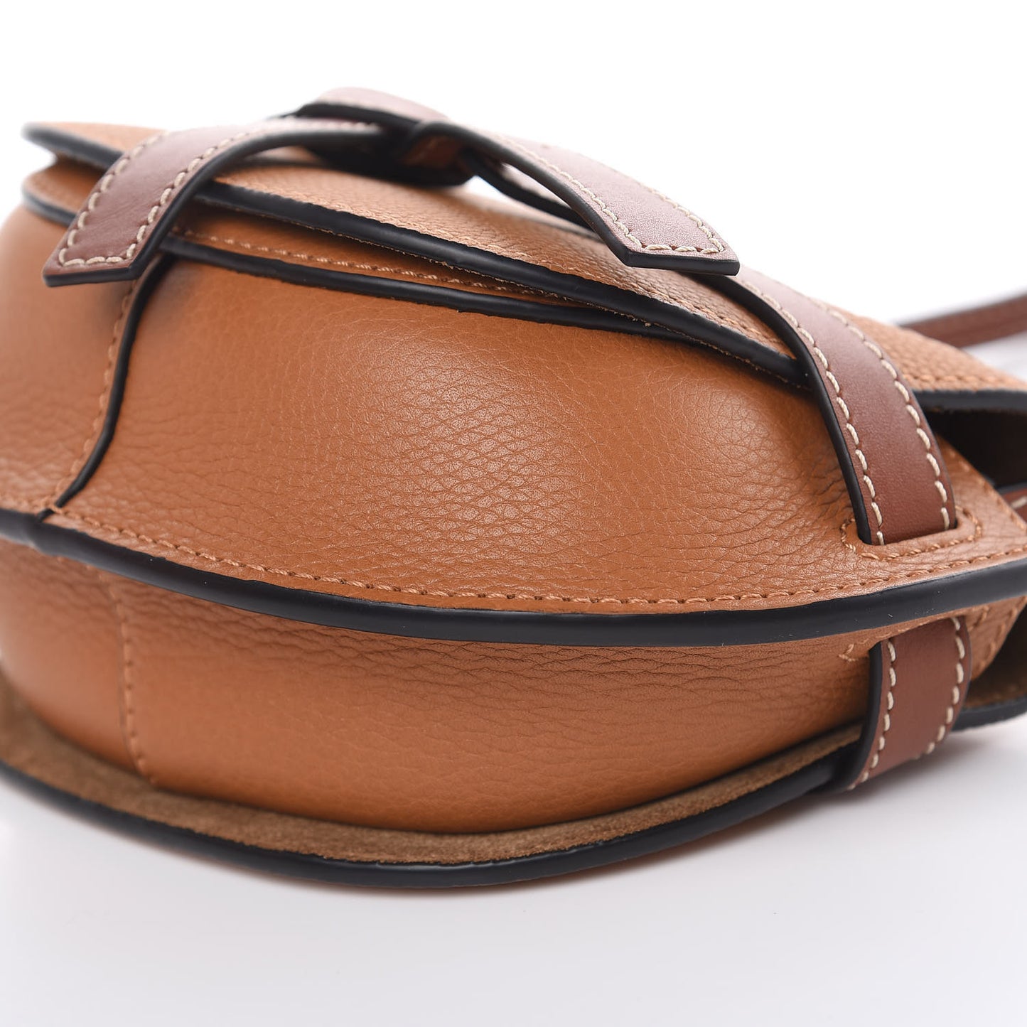 Grained Calfskin Mini Gate Crossbody Bag Caramel Pecan