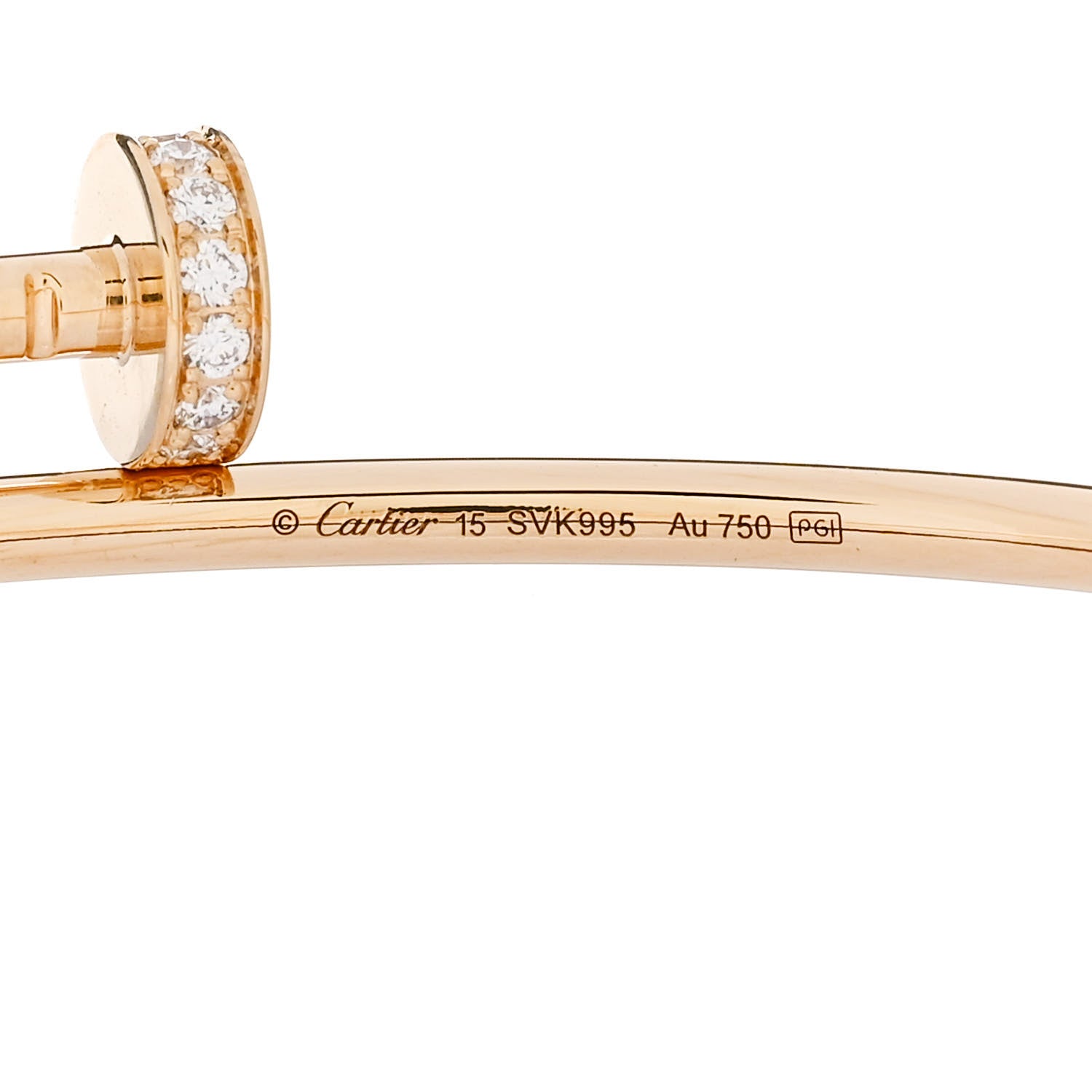Cartier 18K Yellow Gold Diamond Small Juste Un Clou Bracelet 15 3 of 3