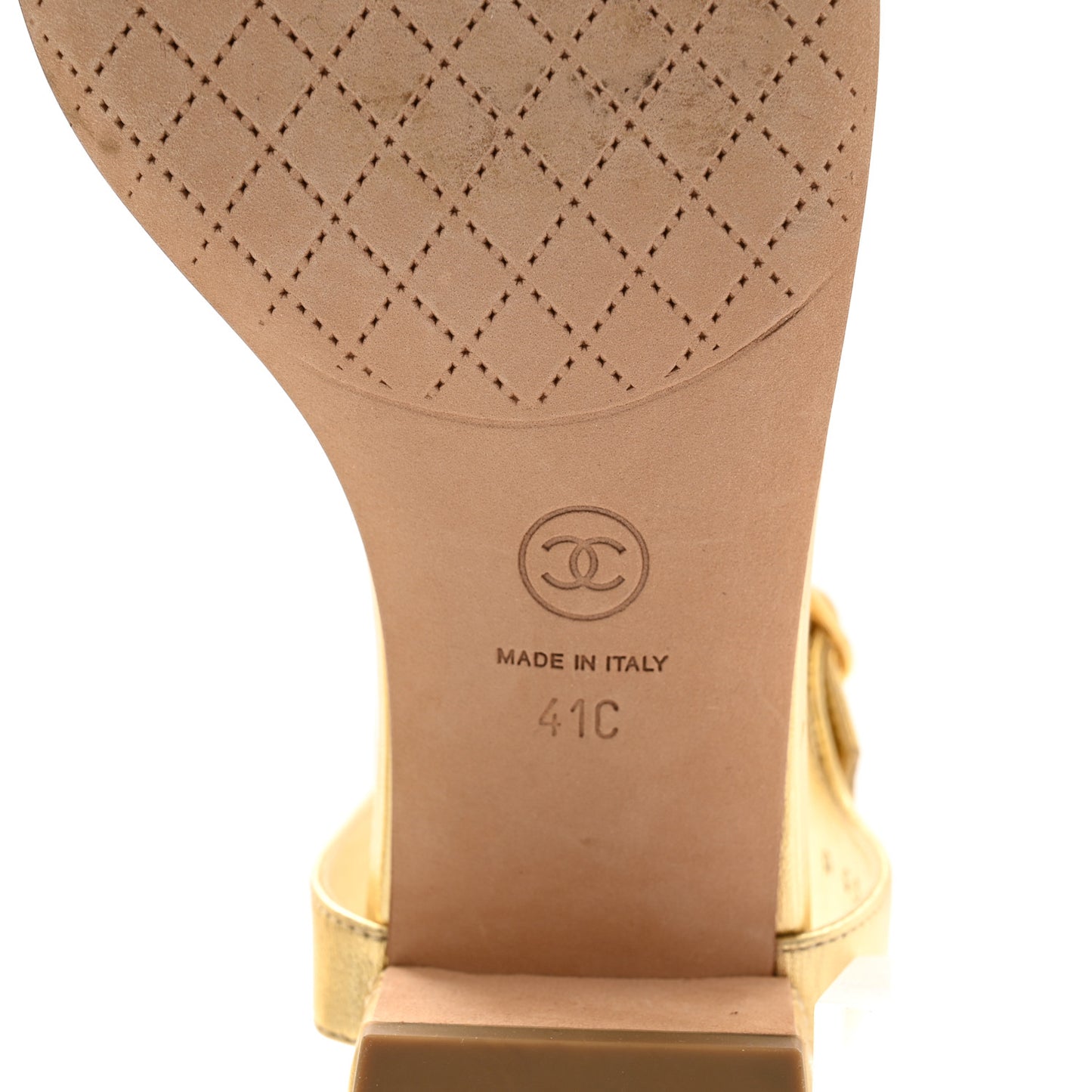 Goatskin Fantasy CC Pearl Thong Sandals 41 Gold