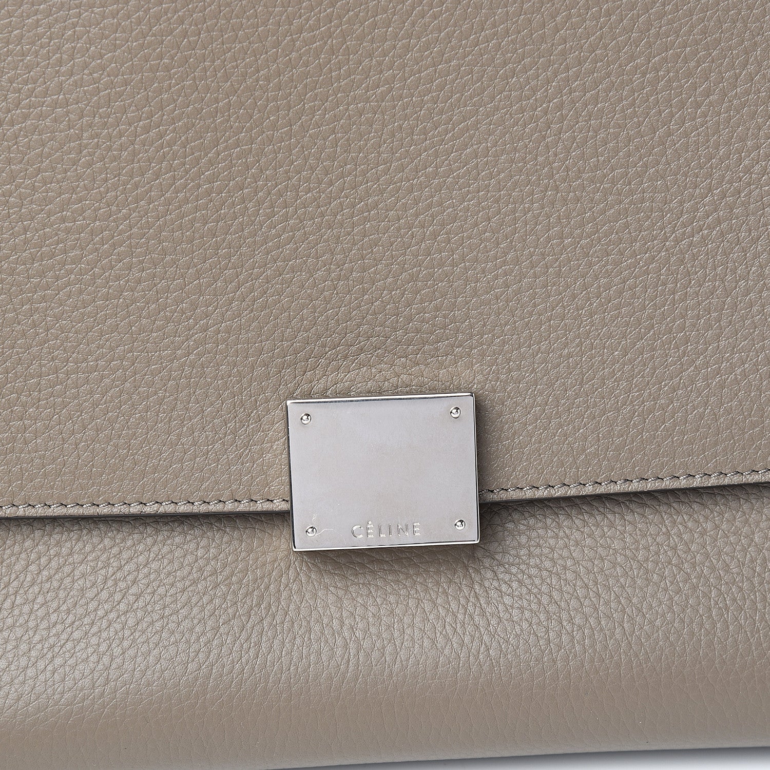 Celine Drummed Calfskin Suede Small Trapeze Souris 8 of 8