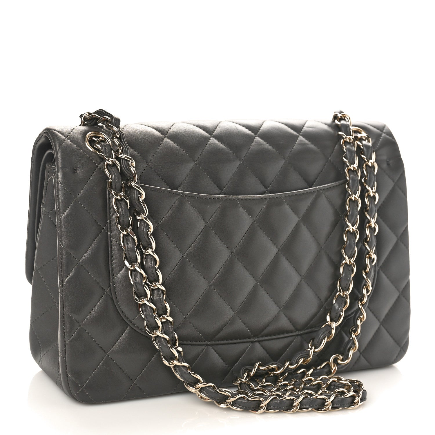 Chanel Lambskin Quilted Jumbo Double Flap Grey 2 of 9