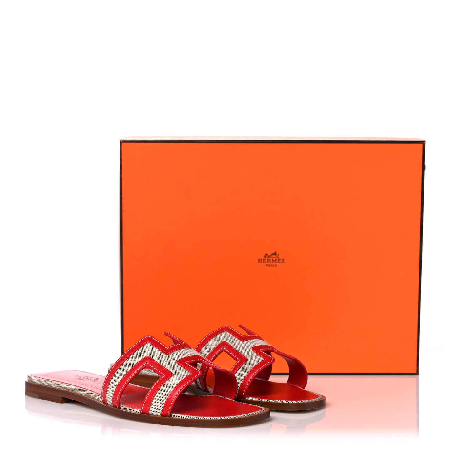 Canvas Calfskin Oran Sandals 37 Prunoir Rouge A Levre