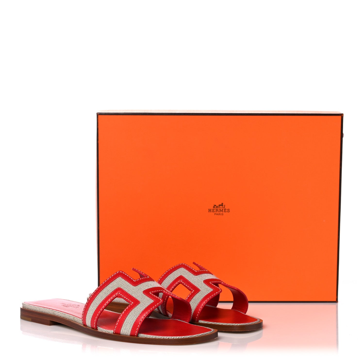 Hermes Canvas Calfskin Oran Sandals 37 Prunoir Rouge A Levre 9 of 9