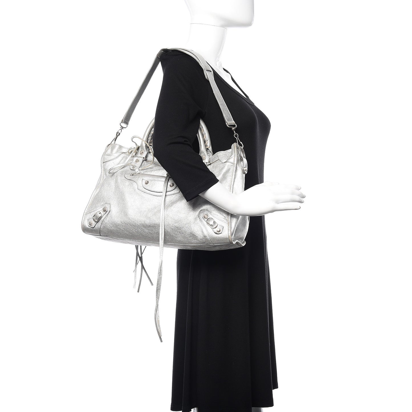 Laminated Agneau Classic Silver Hardware City Silver