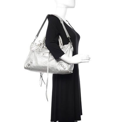 Balenciaga Laminated Agneau Classic Silver Hardware City Silver 2 of 11
