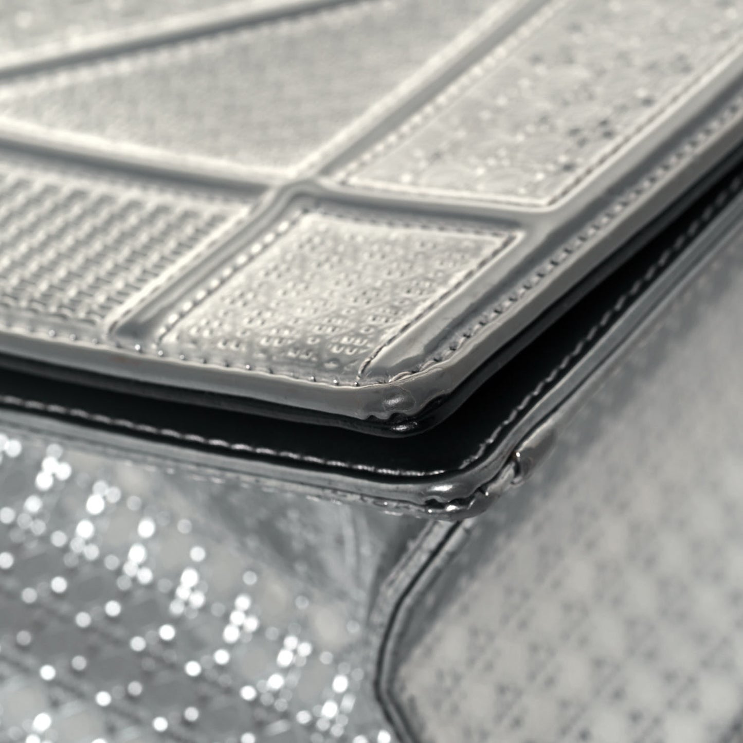 Metallic Patent Micro-Cannage Small Diorama Flap Bag Silver