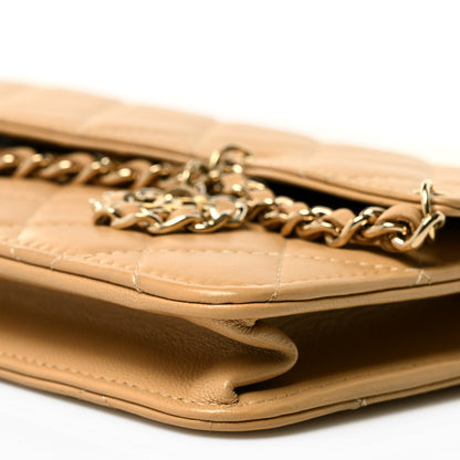 Chanel Lambskin Quilted Chain Infinity Wallet On Chain WOC Light Beige 9 of 10