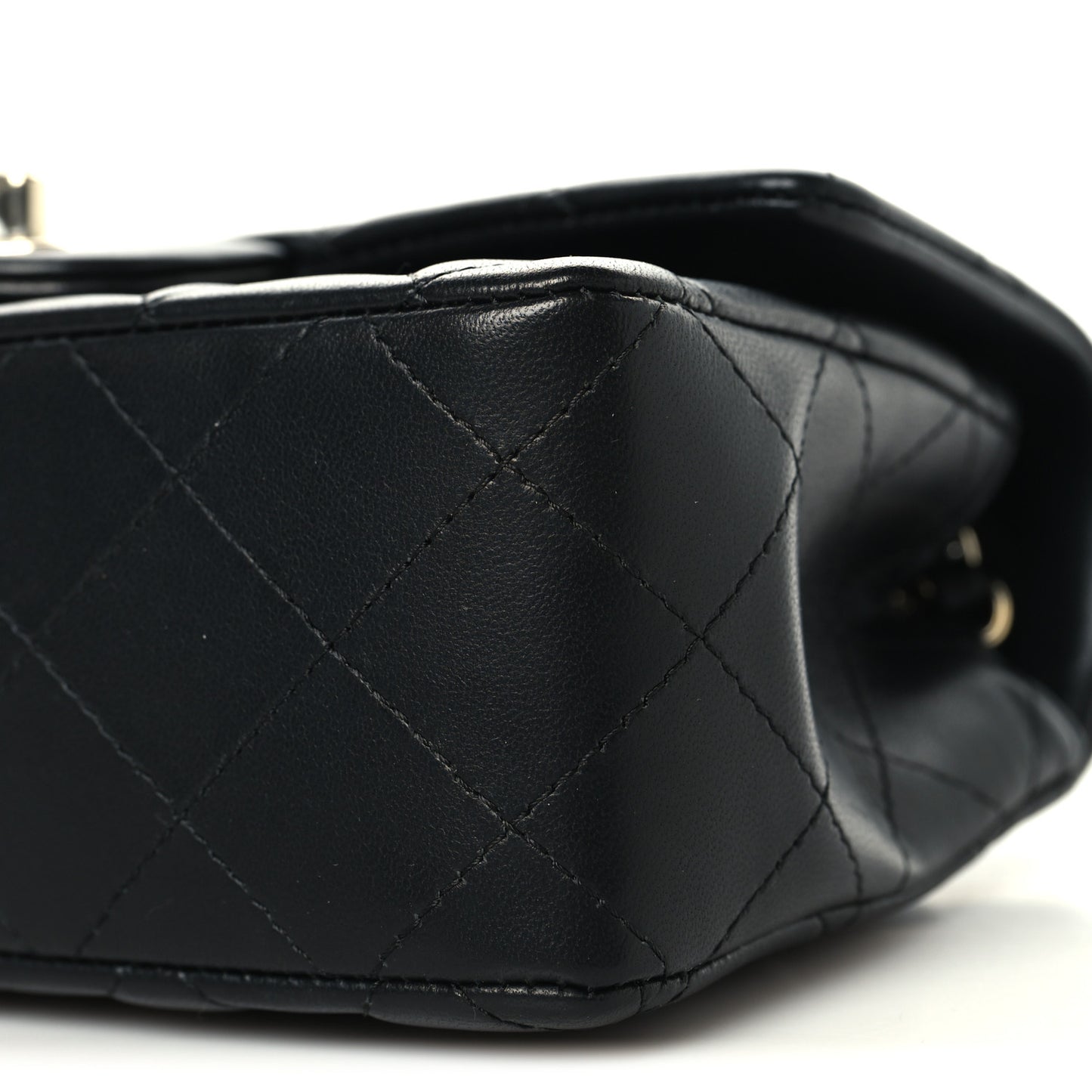 Lambskin Quilted Mini Rectangular Flap Black