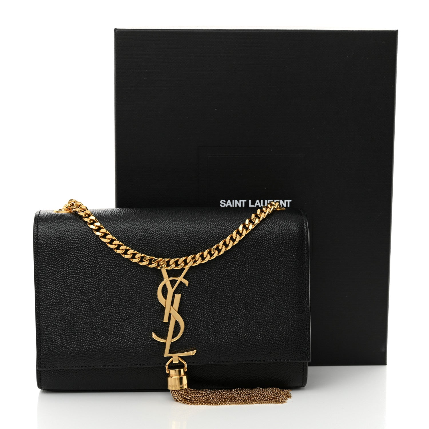 Saint Laurent Grain De Poudre Small Classic Monogram Kate Tassel Satchel Black 13 of 13