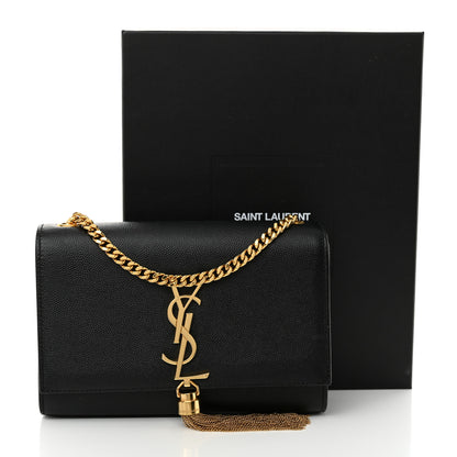 Saint Laurent Grain De Poudre Small Classic Monogram Kate Tassel Satchel Black 13 of 13