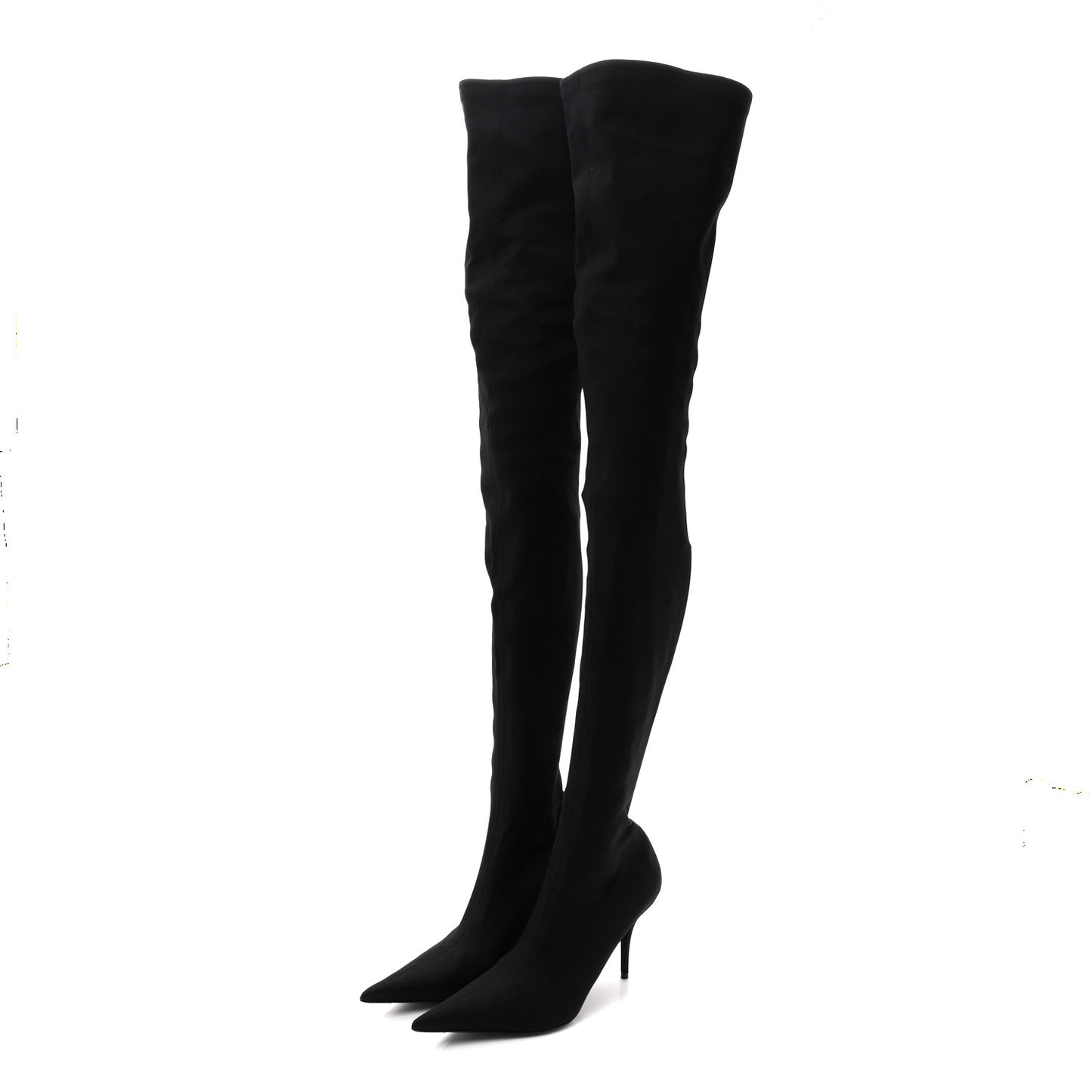 Spandex Pointed Toe Knife Thigh High Boots 40 Black