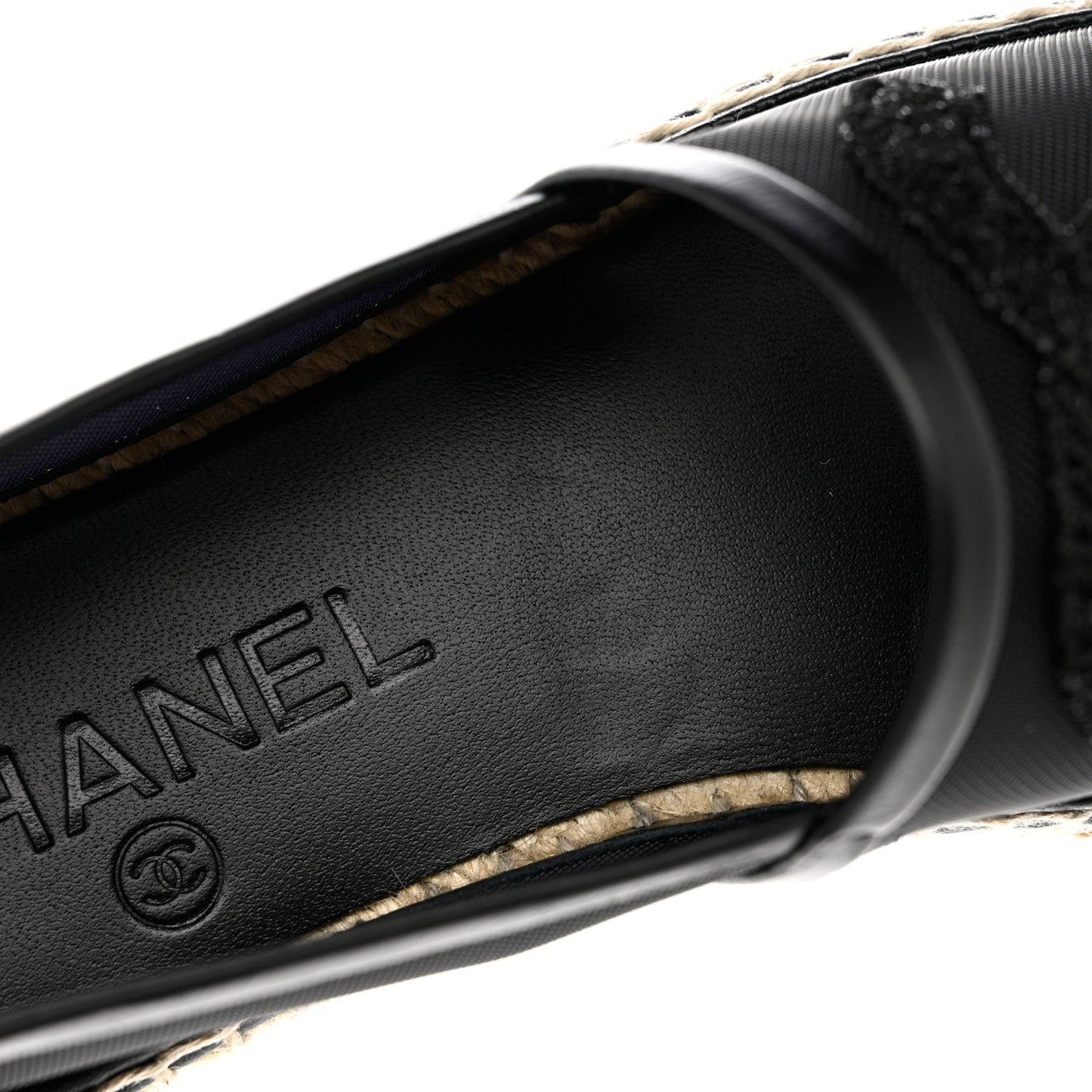 Mesh Grosgrain CC Espadrilles 35 Black